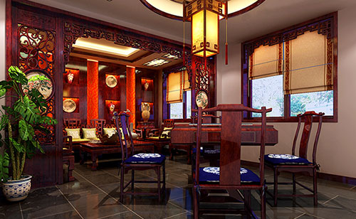 湖滨古典中式风格茶楼包间设计装修效果图